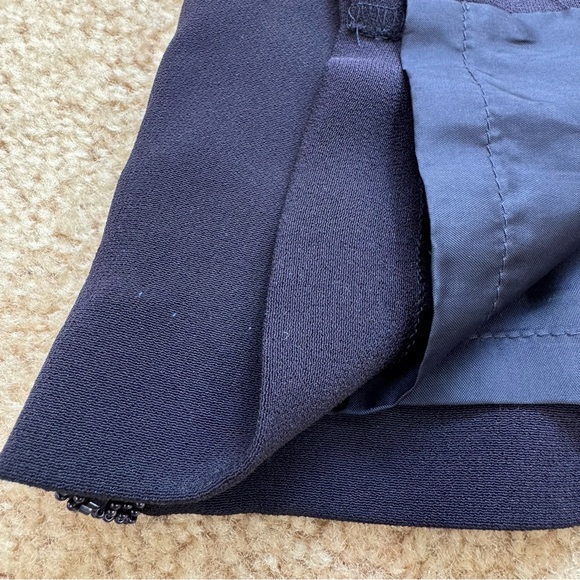 Louis Feraud 100% Silk Black Label Navy Blue Skirt Set Beaded Beads Embroidered - Picture 16 of 17